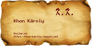 Khon Károly névjegykártya